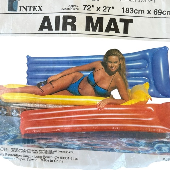 VTG 90s Intex The Wet Set Inflatable Air Mat Pool Float 72x27 Yellow NOS - Picture 3 of 4